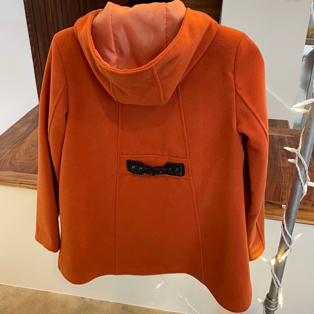 Buckle-closure Pea Coat, Pumpkin Orange, NWOT, M